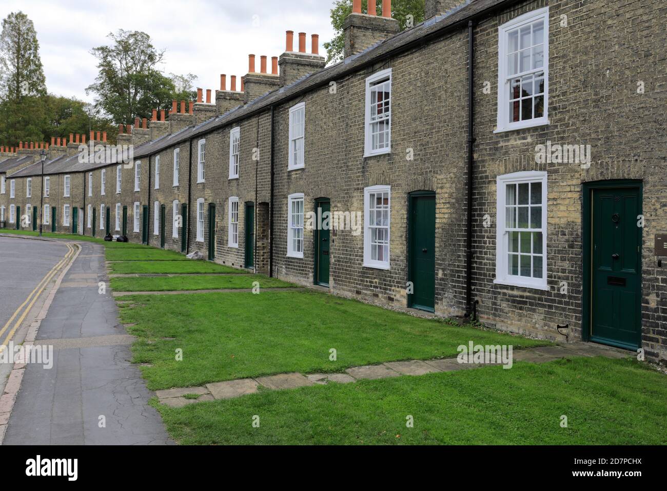 Case residenziali georgiane in Lower Park Street, Cambridge City, Cambridgeshire, Inghilterra, Regno Unito Foto Stock