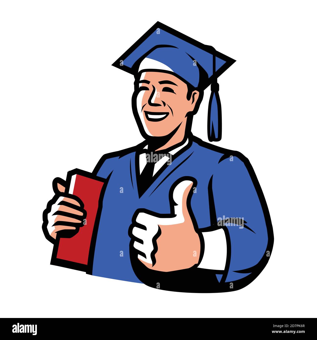Laurea con diploma. Istruzione, università, illustrazione vettoriale delle scuole superiori Illustrazione Vettoriale