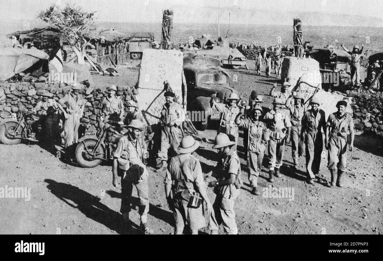 Forte di Hobok in Abissinia catturato dalla prima divisione di fanteria sudafricana; 1941 ca. 1941 Foto Stock