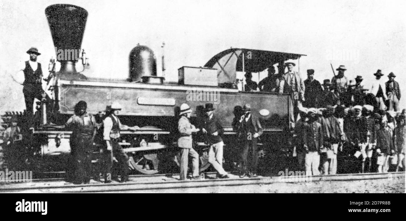 'Natal Government Railways 2-6-0T no 20; ex appaltatori Wythes & Jackson Ltd. Locomotiva ''Pietermaritzburg'' in costruzione nei pressi di Pinetown ca. 1876 ' Foto Stock