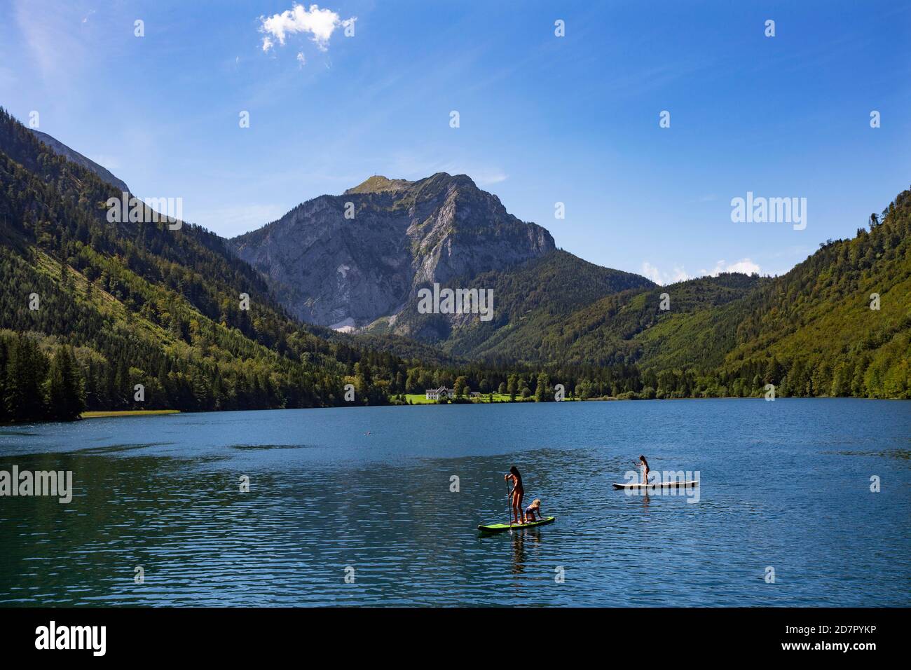 Hoellengebirge, Brunnkogel, Vorderer Langbathsee, Ebensee, Salzkammergut, Austria Foto Stock