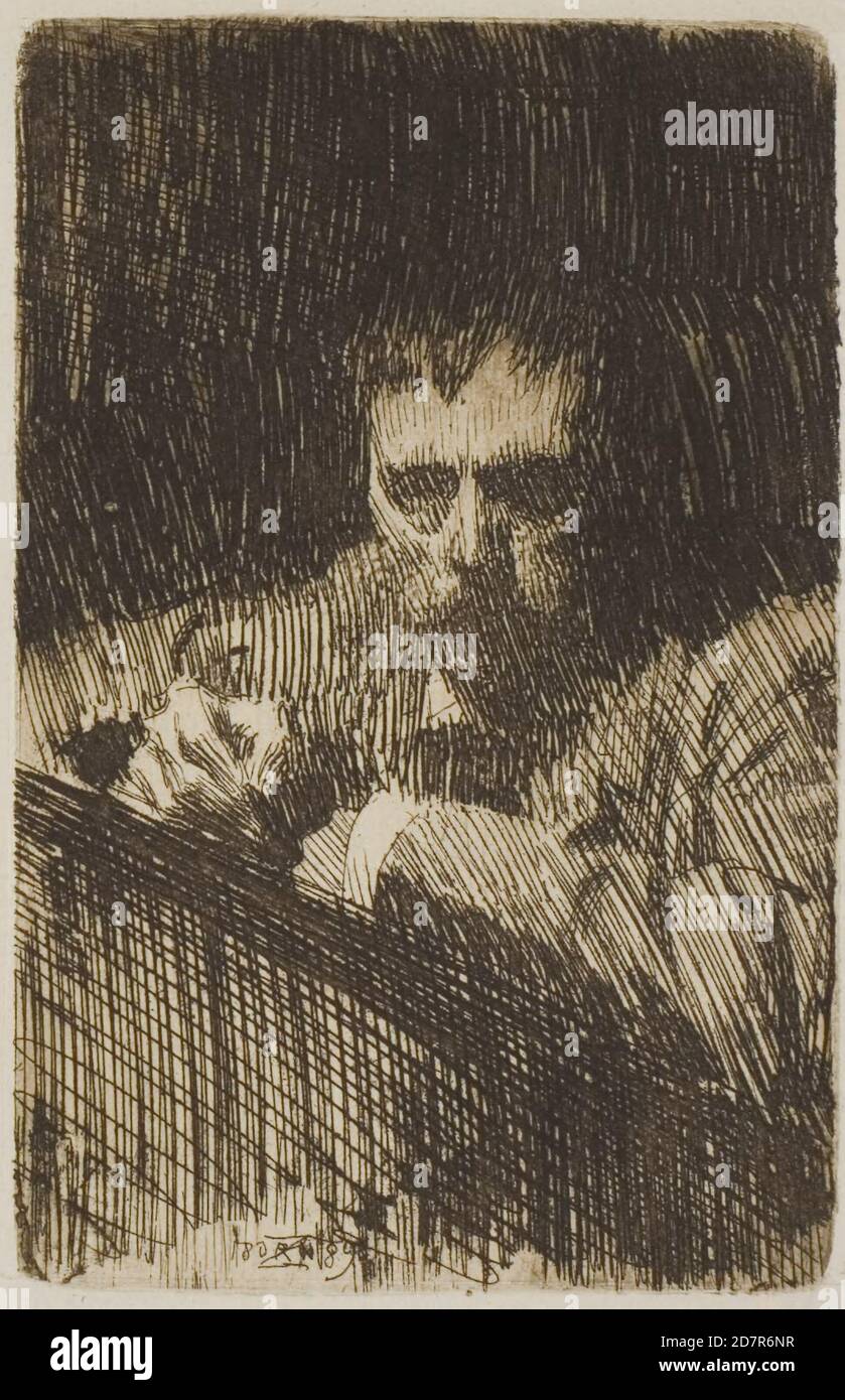 A Painter-etcher (Autoritratto) - 1889; Anders Zorn; Svedese; 1860-1920 (incisione su carta d'avorio) Foto Stock