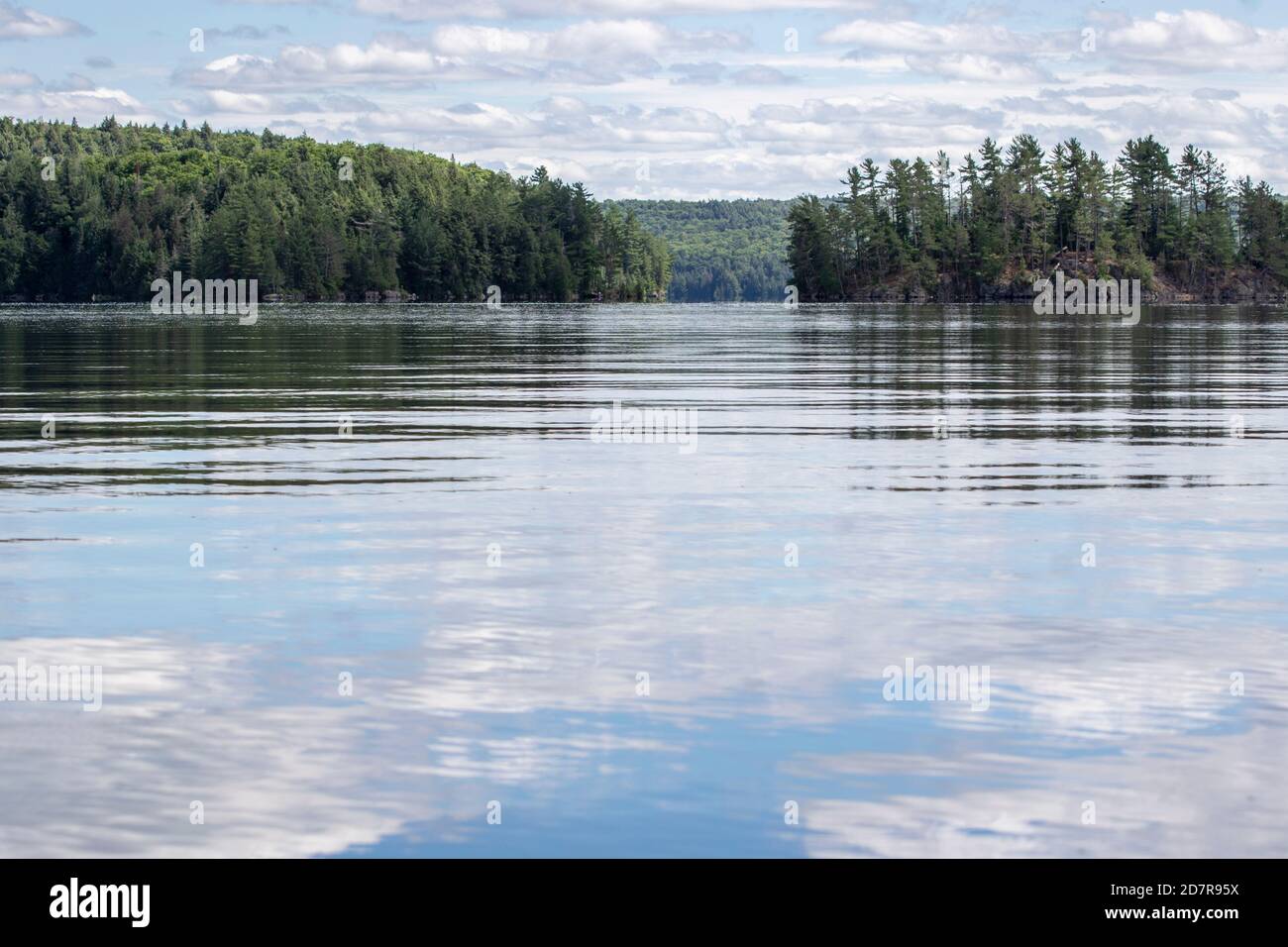 Vista di un lago da un kayak nel Parco Algonquin Ontario Foto Stock