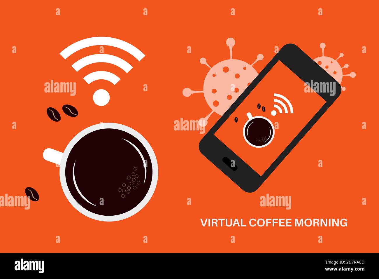 Illustrazione vettoriale della mattina del caffè virtuale Illustrazione Vettoriale