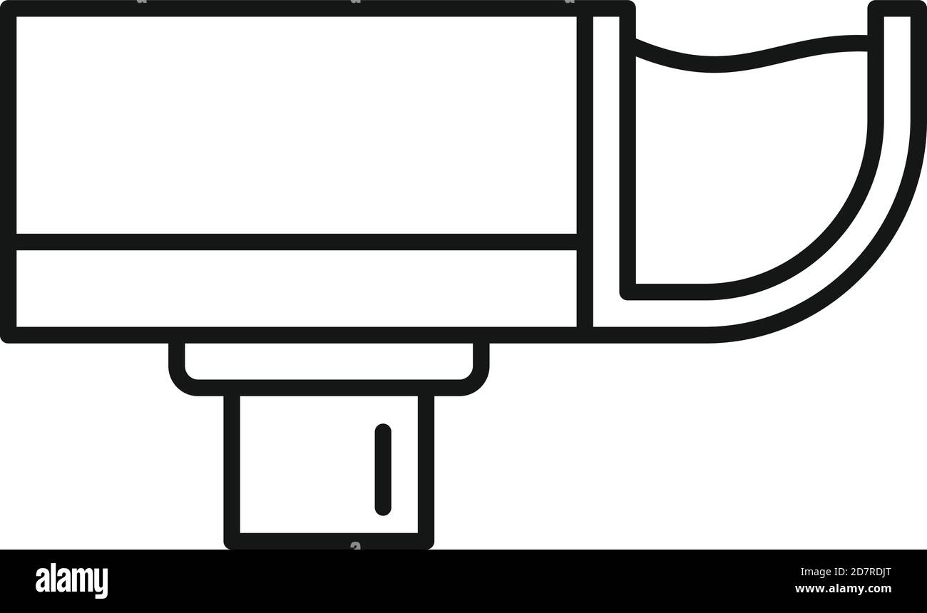 Icona del gocciolatoio. Contorno attraverso l'icona del vettore di grondaia per disegno di fotoricettore isolato su sfondo bianco Illustrazione Vettoriale