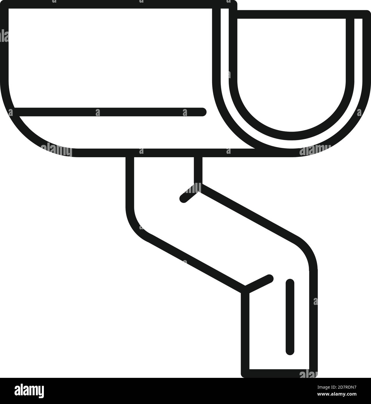 Icona della scanalatura per la costruzione. Icona del vettore di grondaia di costruzione di contorno per disegno di fotoricettore isolato su sfondo bianco Illustrazione Vettoriale