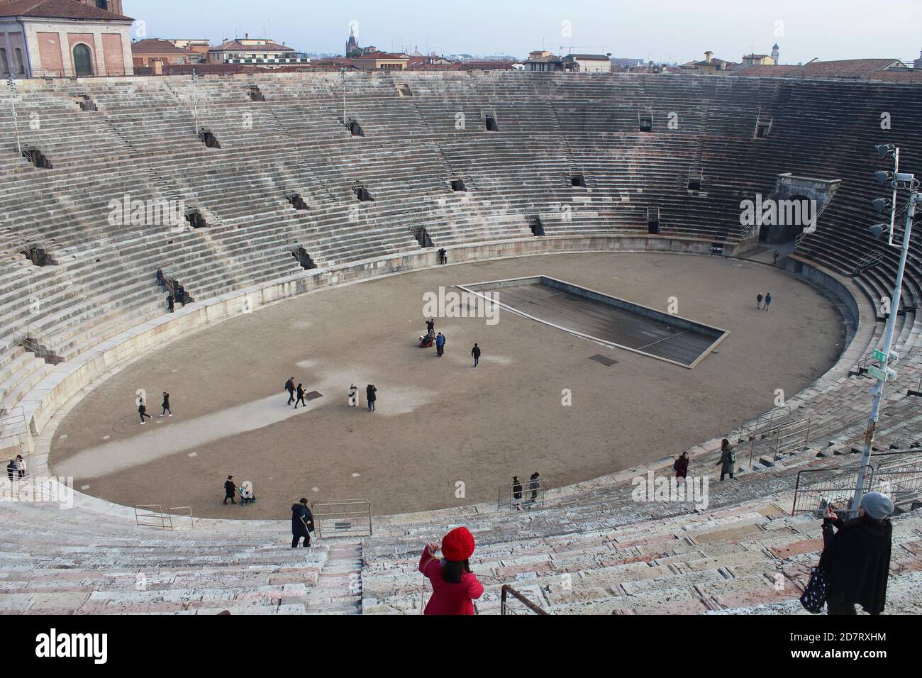 Vista dall'alto dell'interno dell'arena di Verona Foto Stock