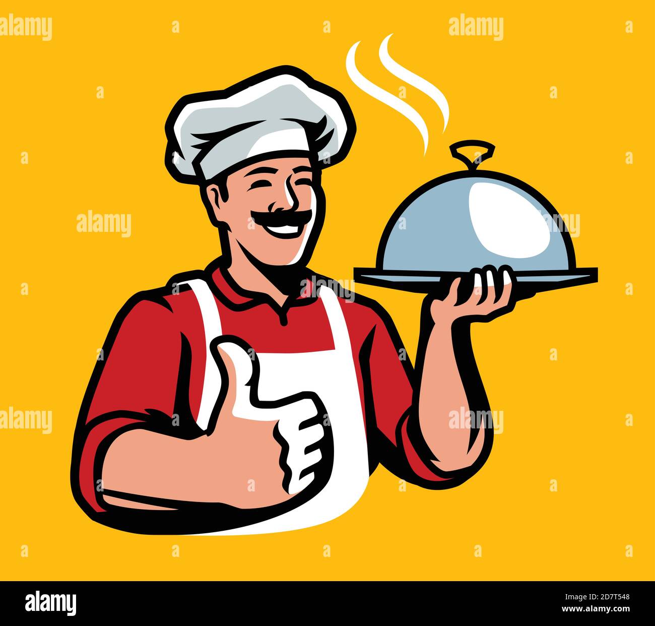 Chef felice. Ristorante, cucina, illustrazione vettoriale della cucina Illustrazione Vettoriale
