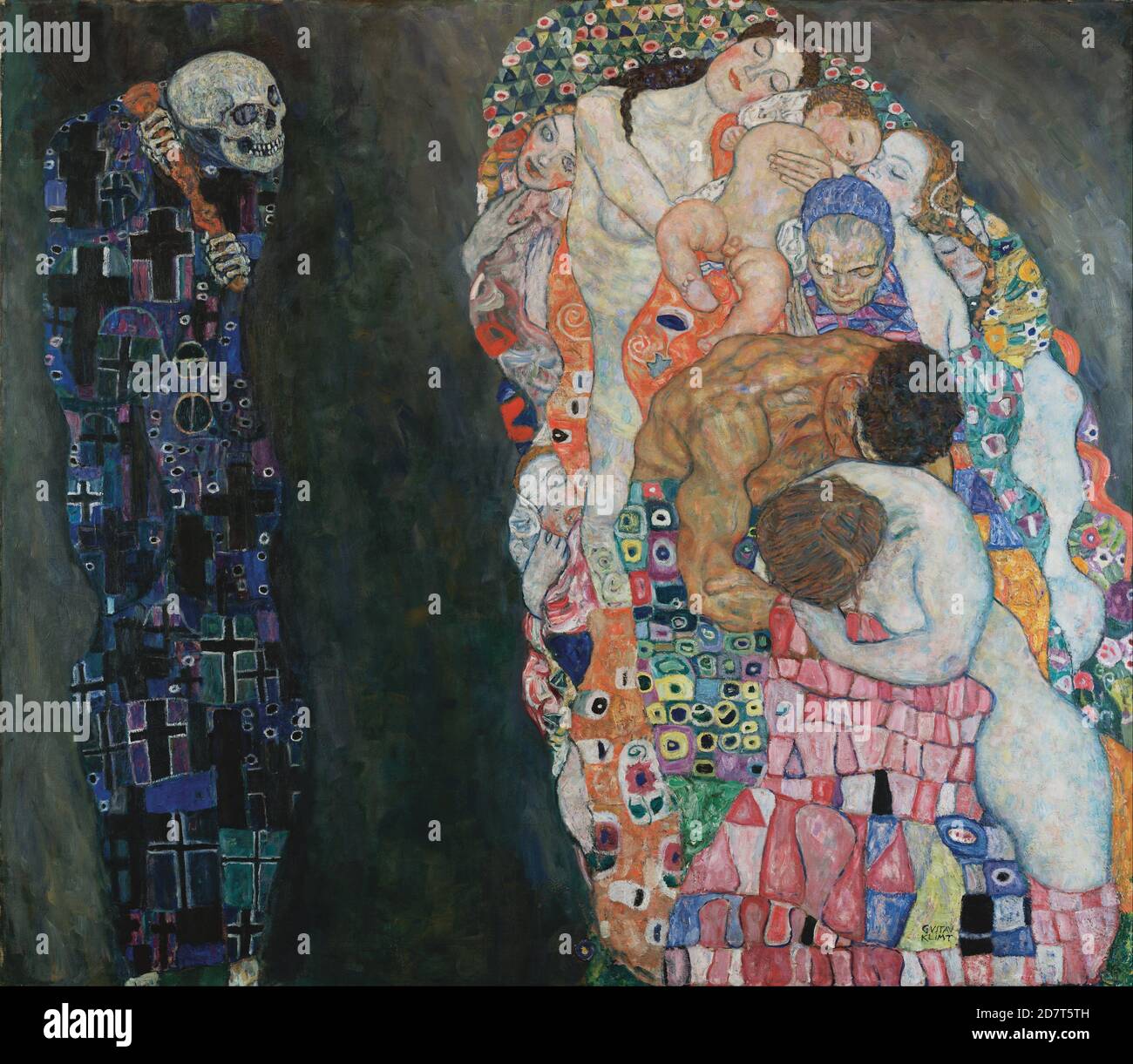 Titolo: Morte e vita Creatore: Gustav Klimt Data: c.1911 Medio: Olio su tela dimensioni: 177.8 x 198.1 cm Ubicazione: Raccolta privata Foto Stock Titolo: Morte e vita Creatore: Gustav Klimt Data: c.1911 Medio: Olio su tela dimensioni: 177.8 x 198.1 cm Ubicazione: Raccolta privata Foto Stock