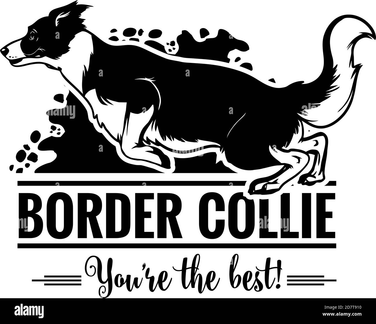 Collie di bordo nel salto - illustrazione vettoriale per t-shirt, logo e badge modello Illustrazione Vettoriale