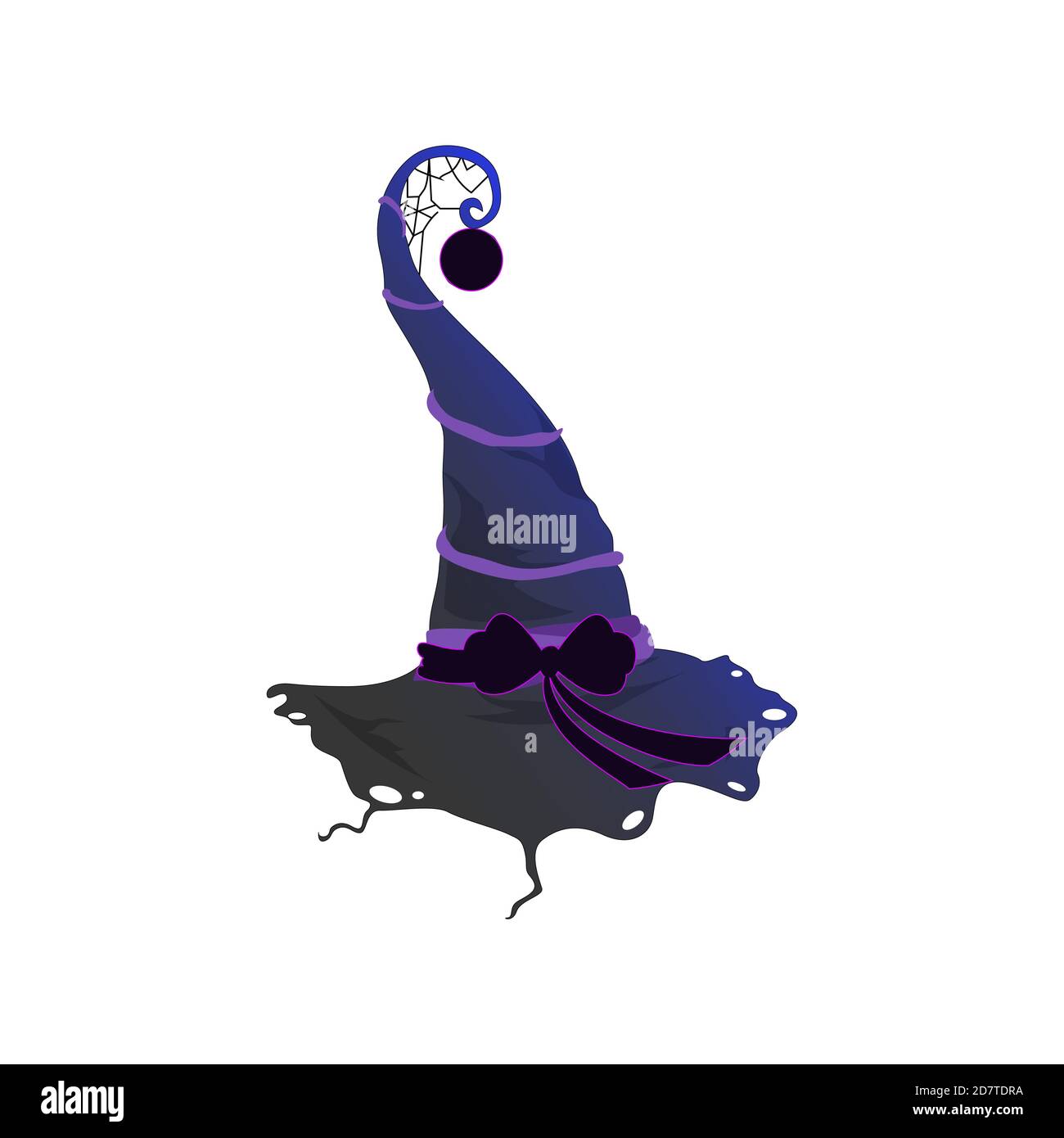 Cappello di Halloween o berretto per costume di strega per eseguire carnevale, decorazione di cartoni animati wizard per la festa di ottobre. Illustrazione vettoriale Illustrazione Vettoriale