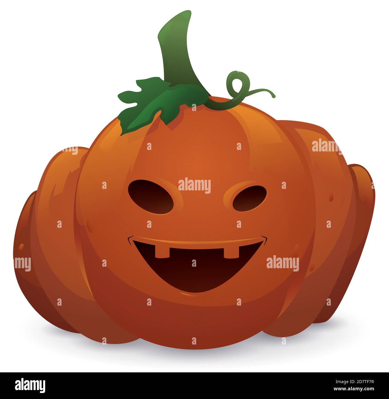 Zucca isolata con foglia, tendine e gambo e faccia scolpita sorridente  pronta per Halloween Immagine e Vettoriale - Alamy