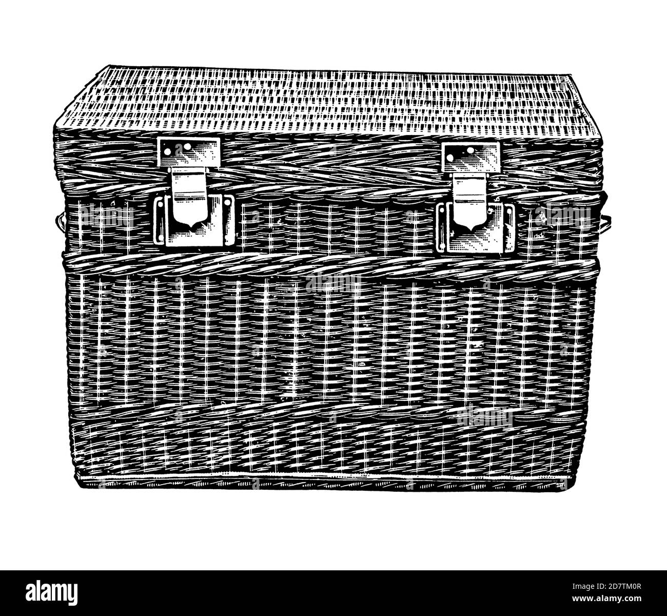 Vintage Travel Suitcase - Original Antique 19th Century Tourism Advertising Design illustrazioni in bianco e nero di accessori e borse da viaggio Foto Stock