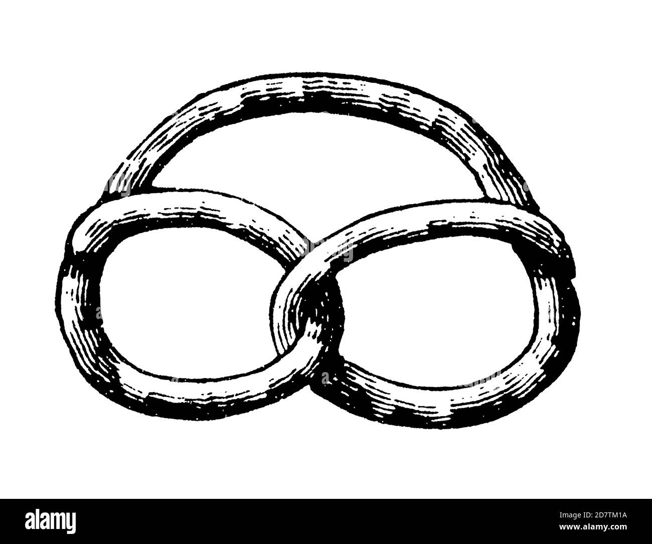 Pretzel, un pane tedesco al forno trasformato in un nodo. Illustrazione vintage. Foto Stock Pretzel, un pane tedesco al forno trasformato in un nodo. Illustrazione vintage. Foto Stock