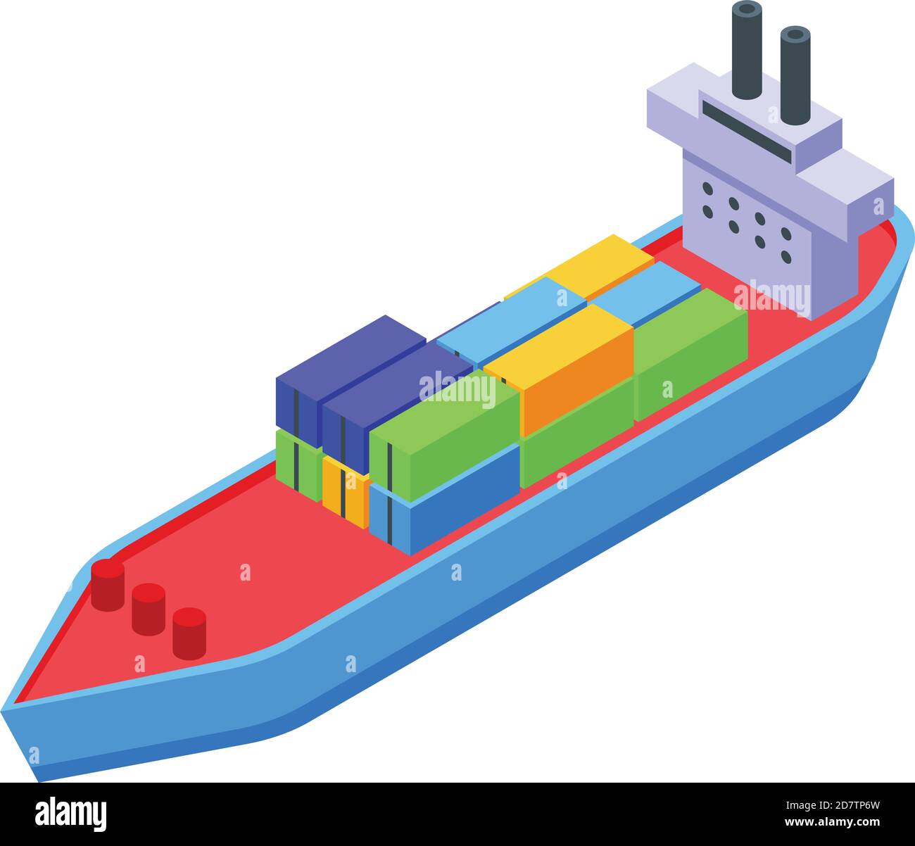 Icona nave container cargo. Isometrica dell'icona vettore nave container cargo per il web design isolato su sfondo bianco Illustrazione Vettoriale