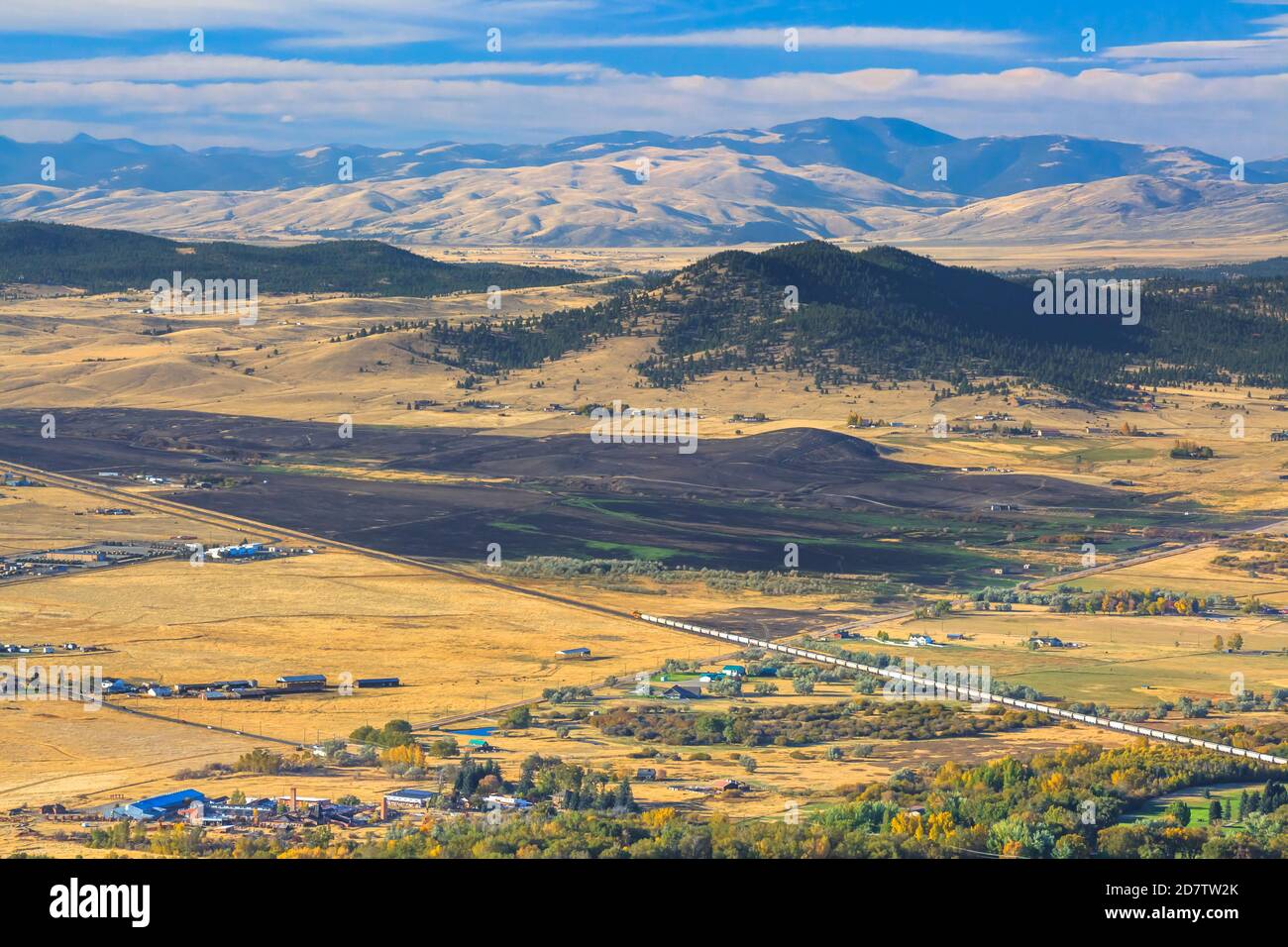 cicatrice di bruciature annerita del 2020 birdseye incendio alla periferia di helena, montana Foto Stock