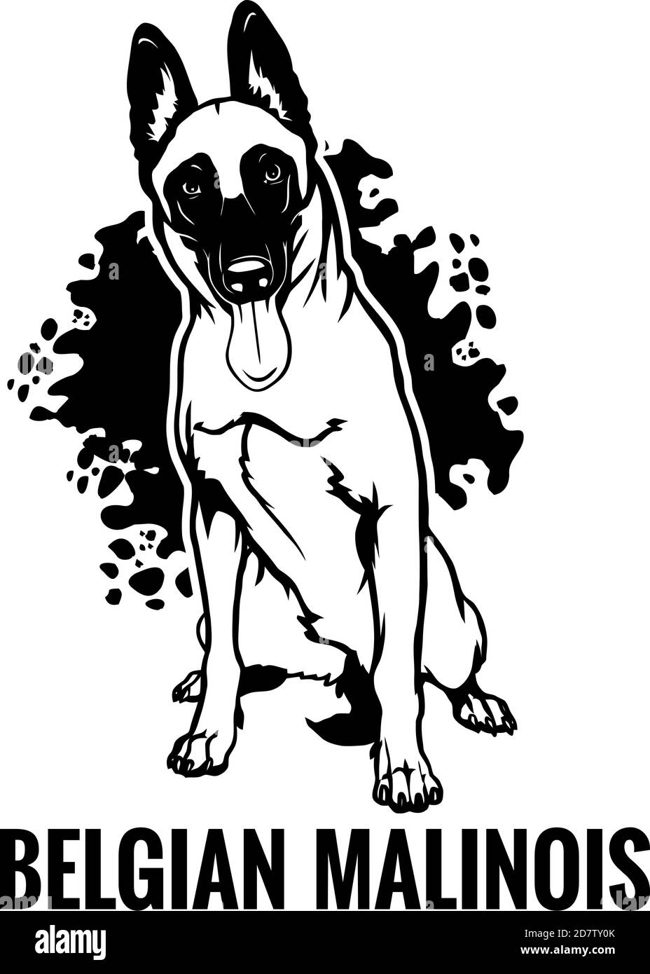 Belgian Malinois - cane Felice faccia Paw cucciolo cucciolo Clip Art K-9 Cop Police Logo SVG PNG Clipart Vector Taglio Cricut Illustrazione Vettoriale