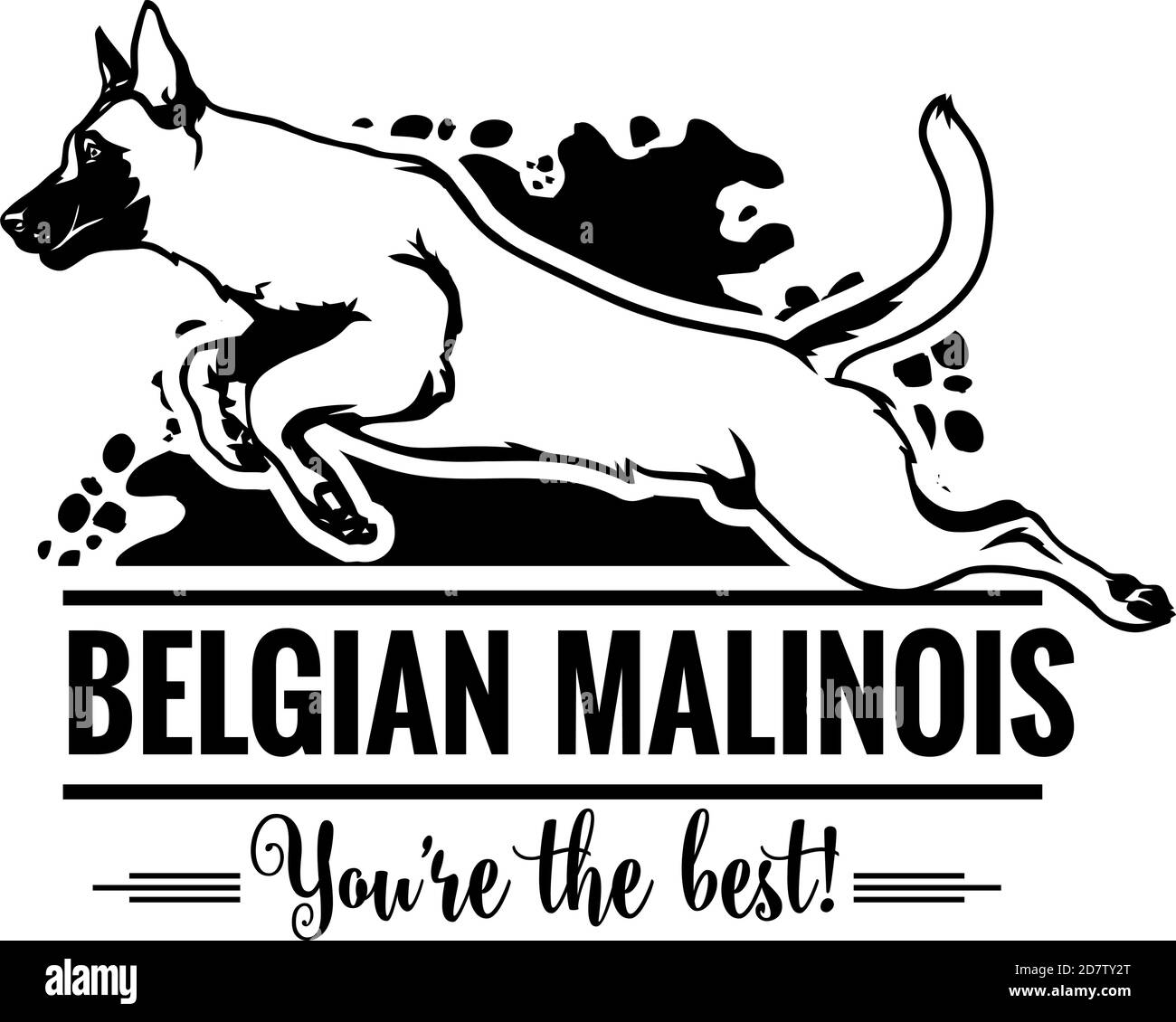 Malinois Belga in salto - cane felice faccia Paw Puppy Cucciolo PET clip Art K-9 Cop Police Logo SVG PNG Taglio Cricut vettoriale Clipart Illustrazione Vettoriale
