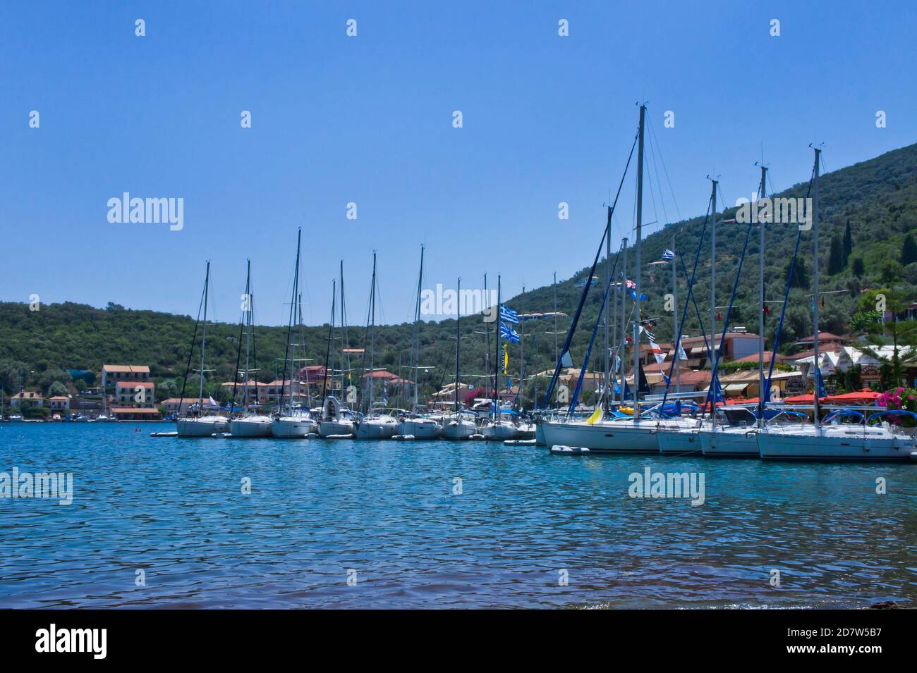 Isola di Lefkada, vista porto di Sivota, Grecia Foto Stock
