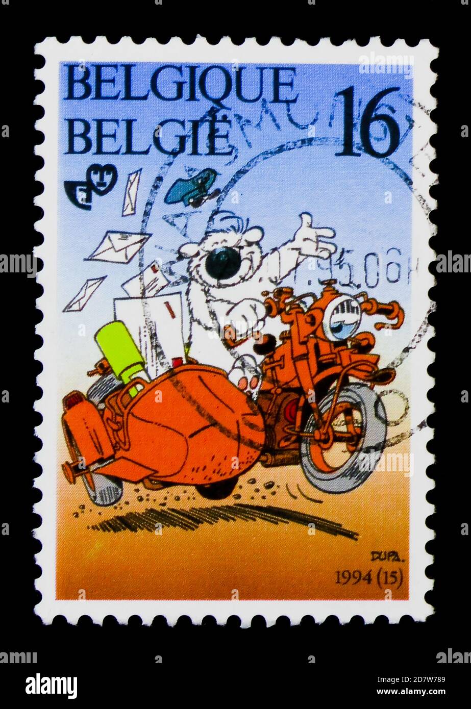 MOSCA, RUSSIA - 15 APRILE 2018: Un francobollo stampato in Belgio mostra Youthphilately - Cubitus, serie, circa 1994 Foto Stock
