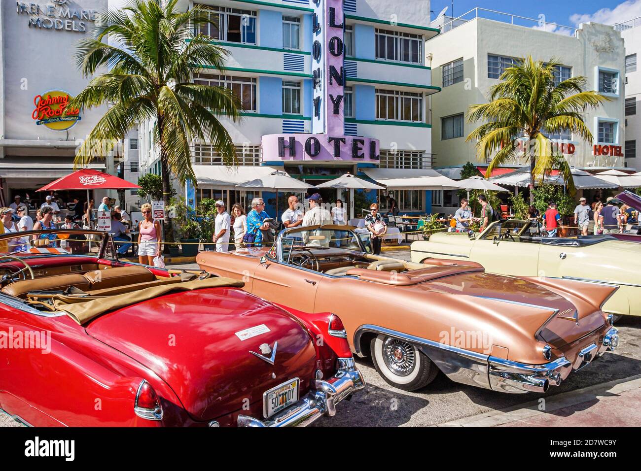Miami Beach Florida, fine settimana Art Deco South Beach, Ocean Drive, mostra auto d'epoca, hotel Colony, Foto Stock