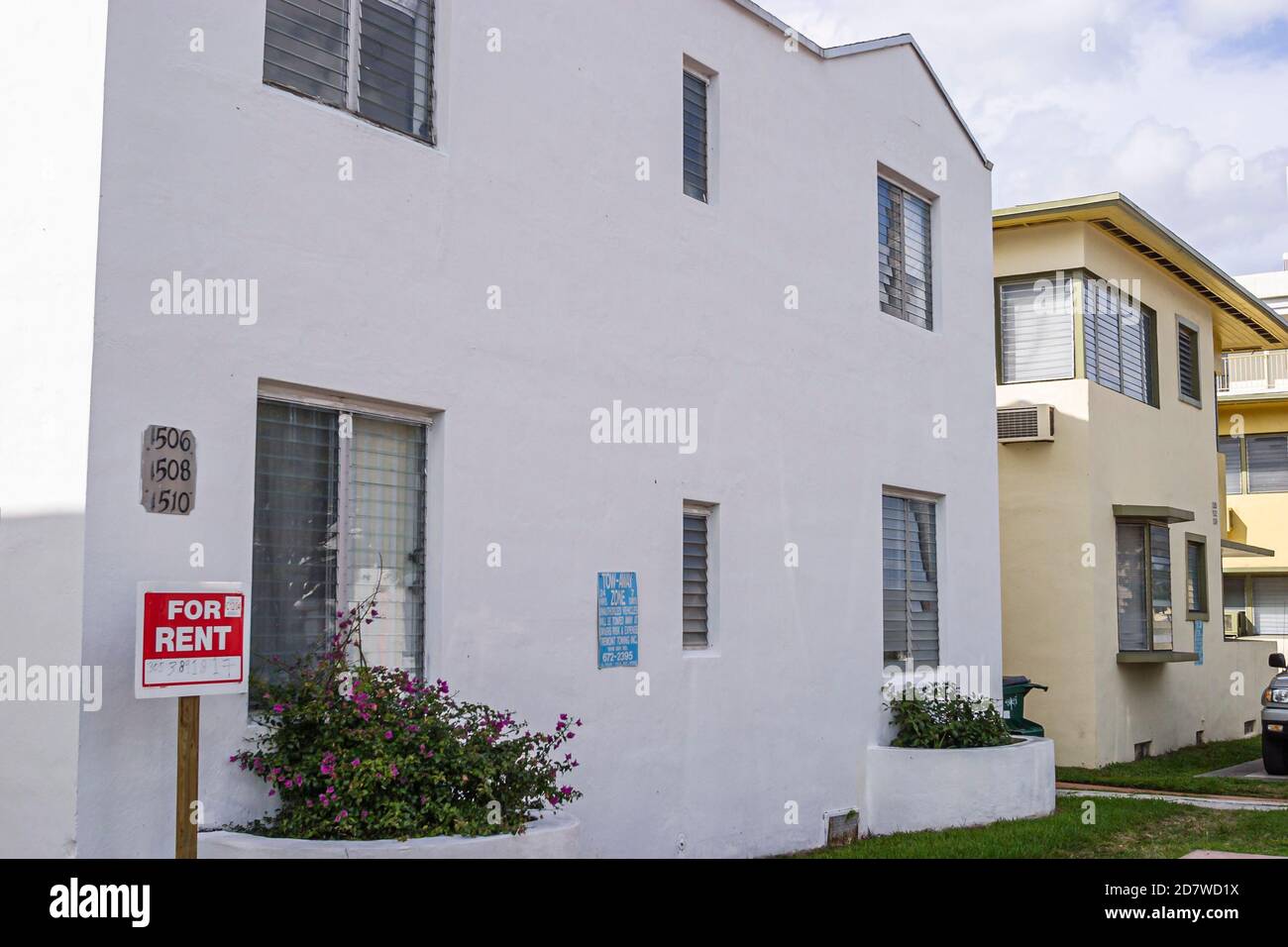 Miami Beach Florida, Meridian Avenue, appartamenti residenziali condominio edificio edifici alloggio, per affittare cartello, Foto Stock