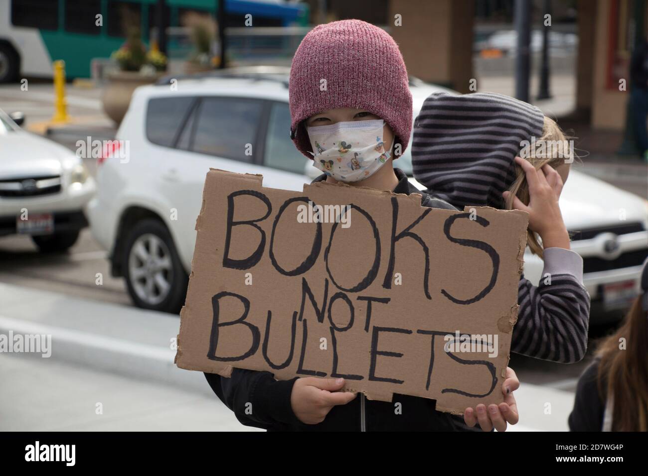 Giovane ragazzo a Black Lives Matter protesta a Boise, ID, Municipio. Foto Stock