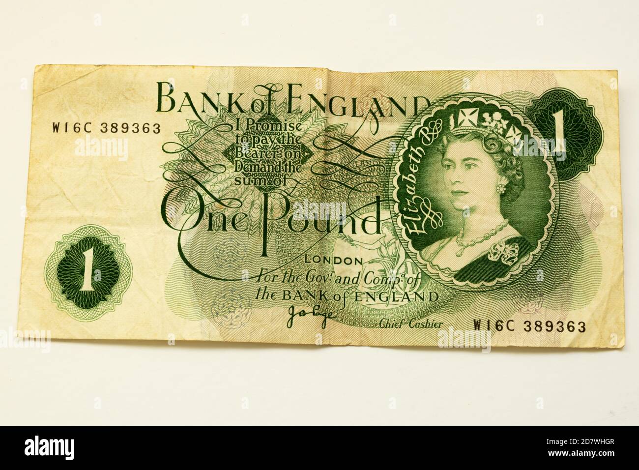 Una sterlina dal Regno Unito prima dell'euro. Foto Stock