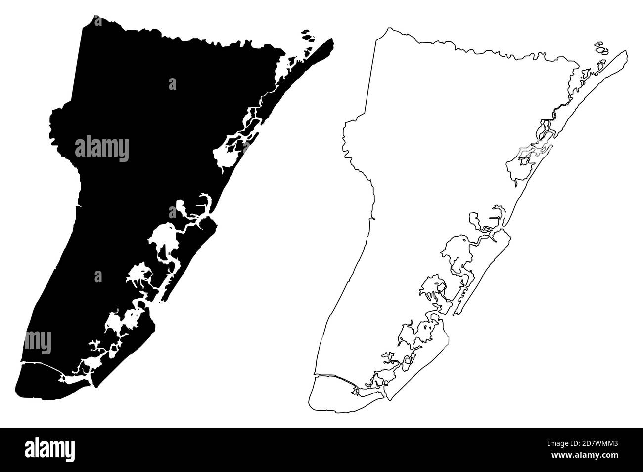 Cape May County, New Jersey (Stati Uniti, Stati Uniti d'America, Stati Uniti, Stati Uniti, Stati Uniti) mappa vettoriale illustrazione, schizzo scribbling Cape May mappa Illustrazione Vettoriale