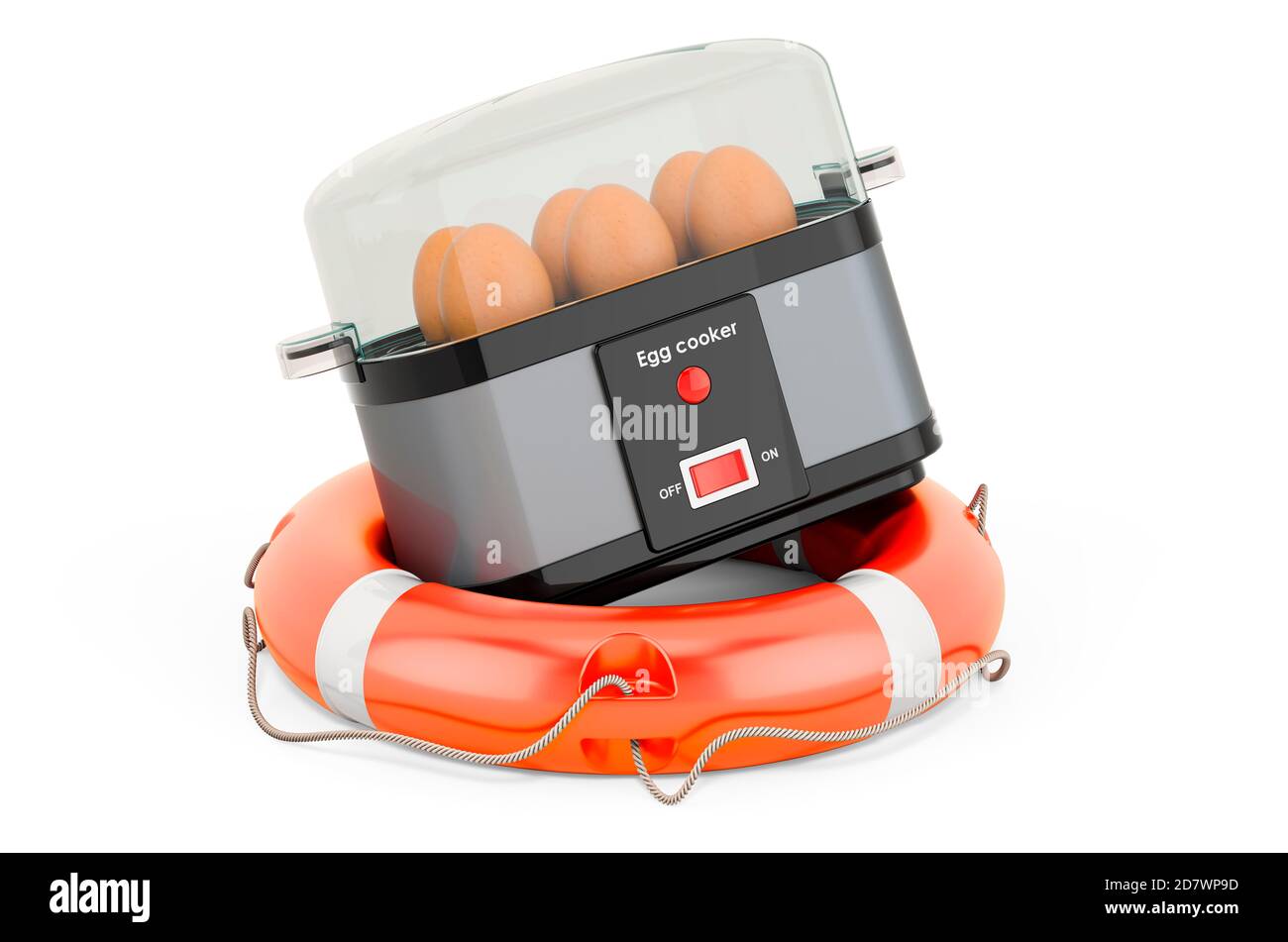 Servizio e riparazione di cuocitore per uova o caldaia per uova, resa 3D isolata su sfondo bianco Foto Stock