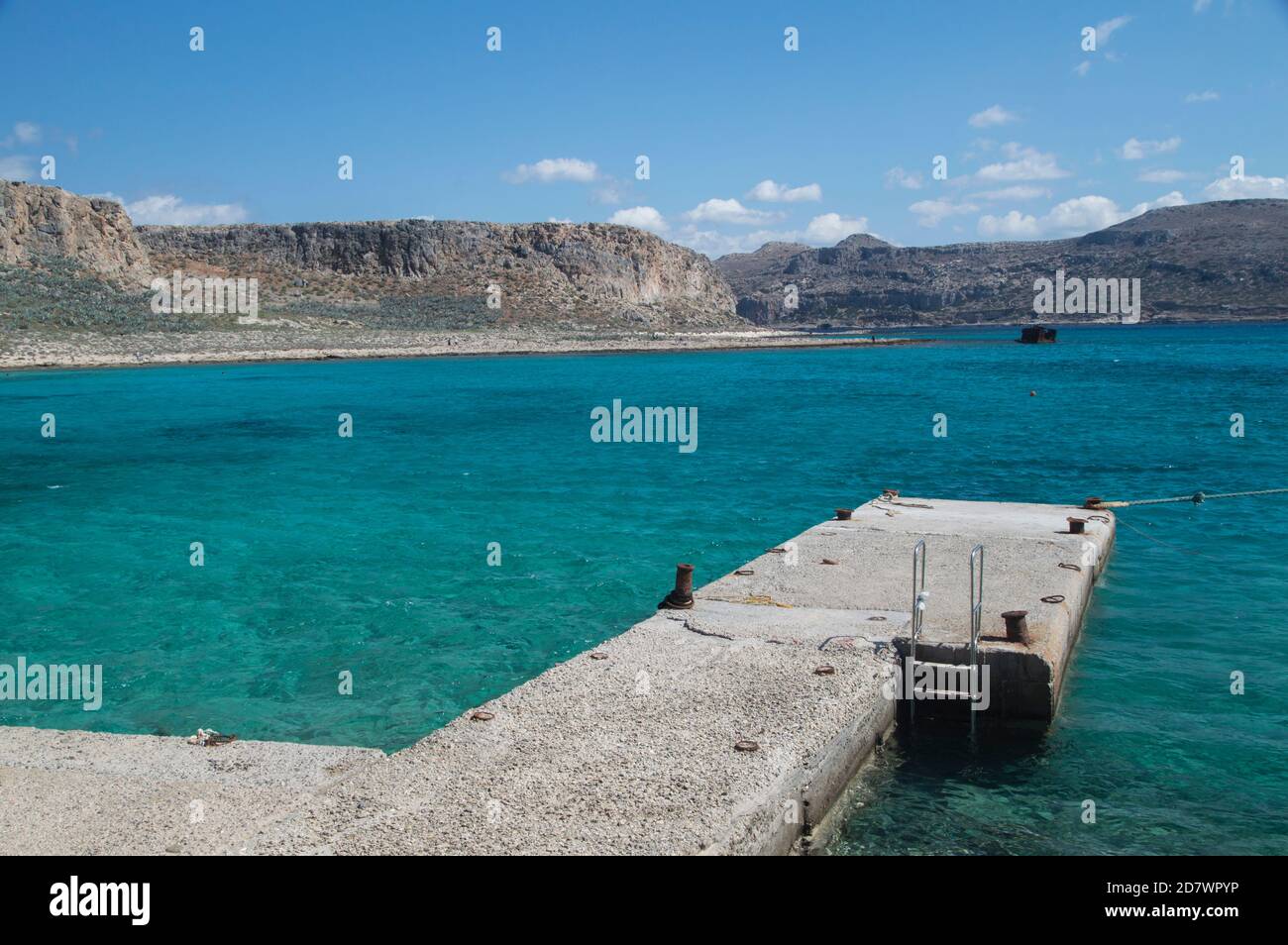 Mare turchese e cielo blu all'isola di Gramvousa a Creta. Foto Stock
