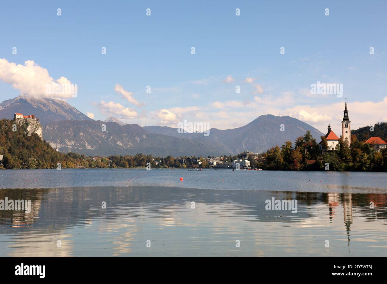 Lago di Bled nella regione dell'Alto Carniolo in Slovenia Foto Stock