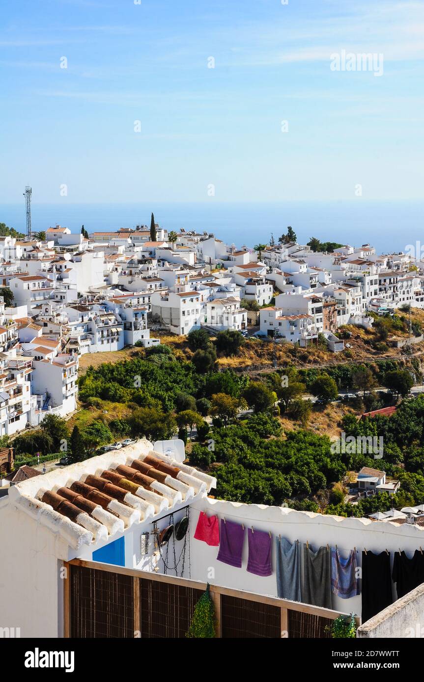 Frigiliana, uno dei luoghi più belli della Costa del Sol ("Costa del Sole"), Malaga (Spagna) Foto Stock