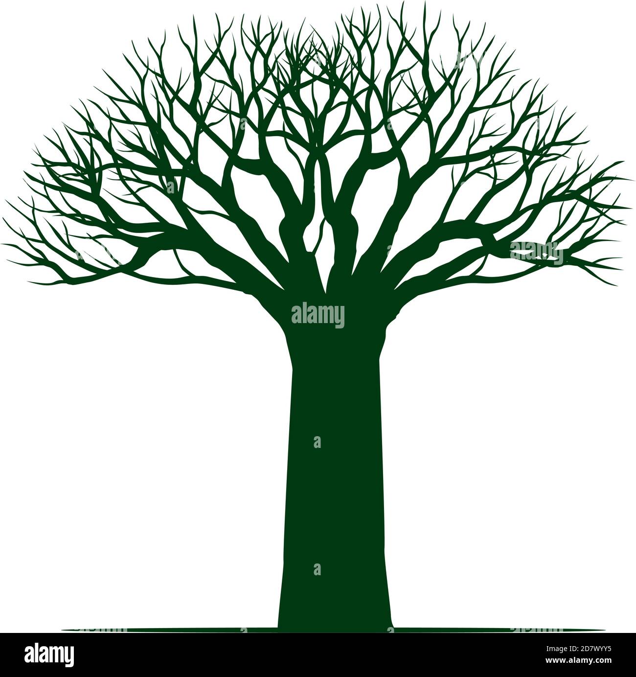 Albero verde con radici. Illustrazione del contorno vettoriale. Pianta in Giardino. Illustrazione Vettoriale