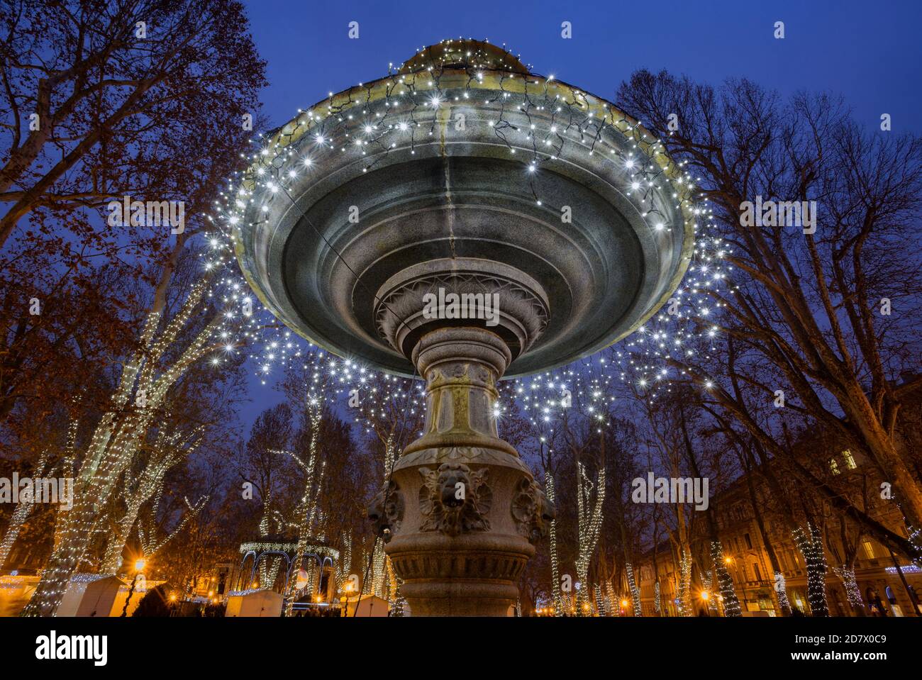 Avvento decorazione sul lungomare a Zagabria in Croazia Foto Stock