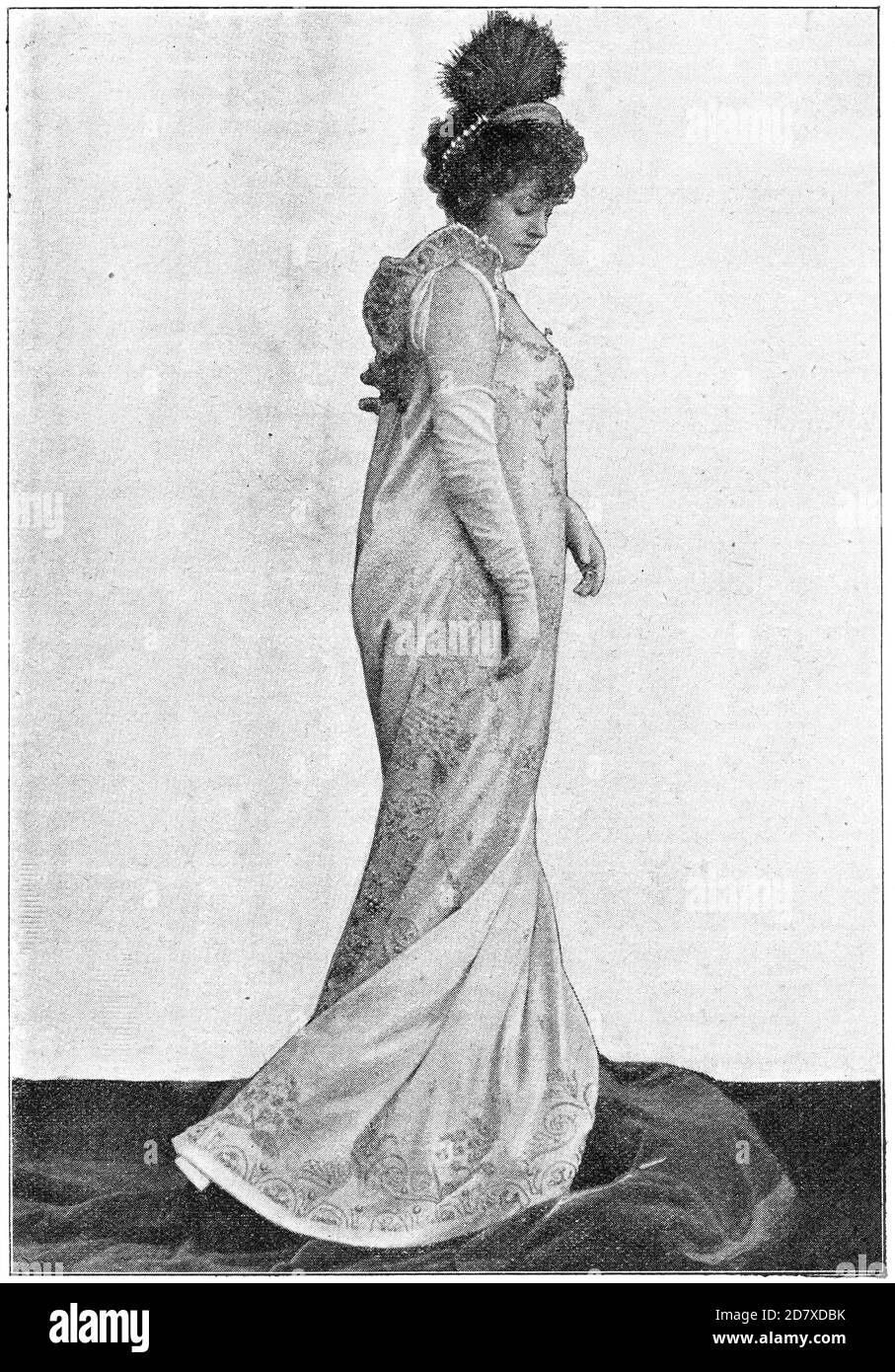 Ritratto di Gabrielle Rejane - attrice francese. Illustrazione del 19 ° secolo. Sfondo bianco. Foto Stock