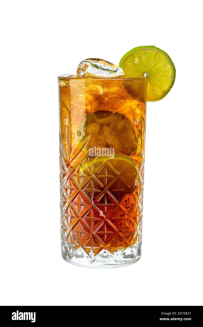 Long Island Ice Tee o Cuba Libre su sfondo bianco Foto Stock