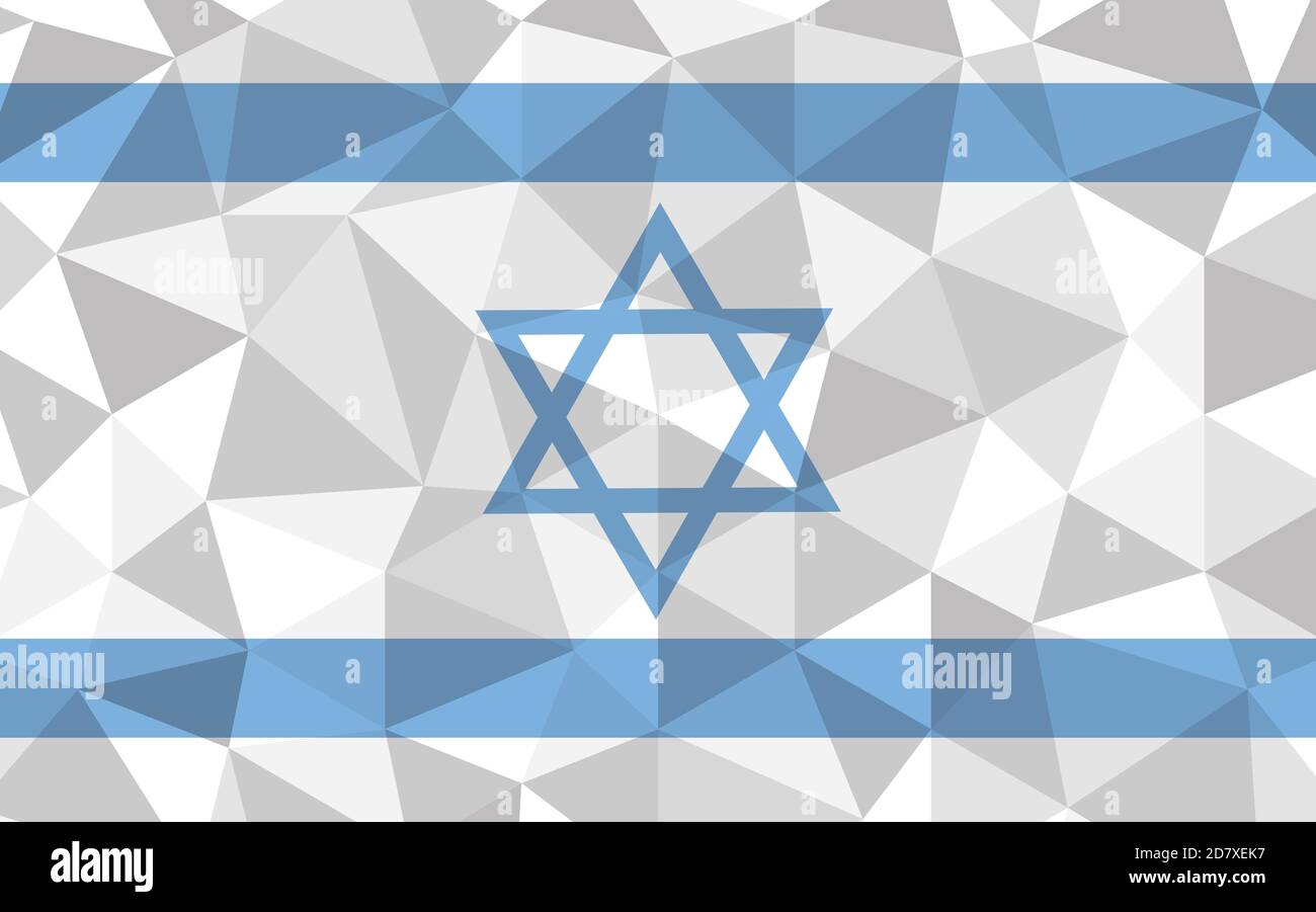 Illustrazione del vettore dell'indicatore poly Israel basso. Immagine triangolare della bandiera israeliana. La bandiera di Israele è un simbolo di indipendenza. Illustrazione Vettoriale
