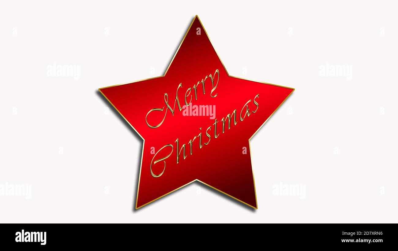 Sfondo bianco con una grande sella rossa e dorata al centro con saluti natalizi, adatto per la creazione di biglietti d'auguri, stampe e decorazioni Foto Stock