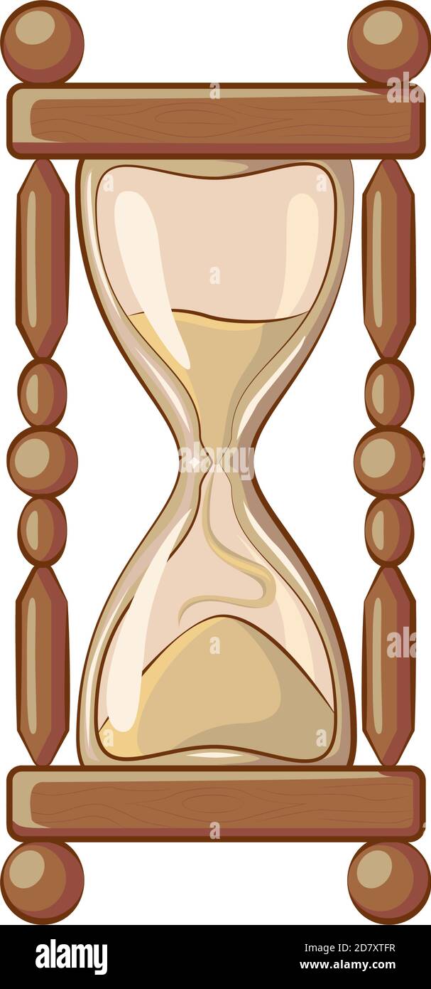 Icona clessidra magica. Stile cartone animato. Illustrazione Vettoriale