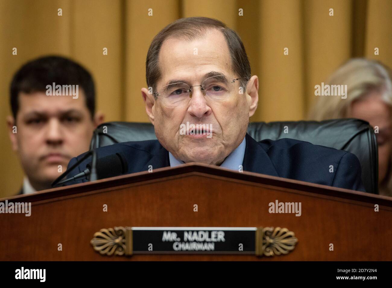 Il presidente del Comitato Jerry Nadler, D-N.Y., parla durante un markup del Comitato giudiziario della Camera dei rappresentanti degli Stati Uniti per prendere in considerazione l'emissione di ingiunzioni a funzionari dell'Amministrazione Trump su Capitol Hill mercoledì 3 aprile 2019. Credit: Alex Edelman/The Photo Access Foto Stock