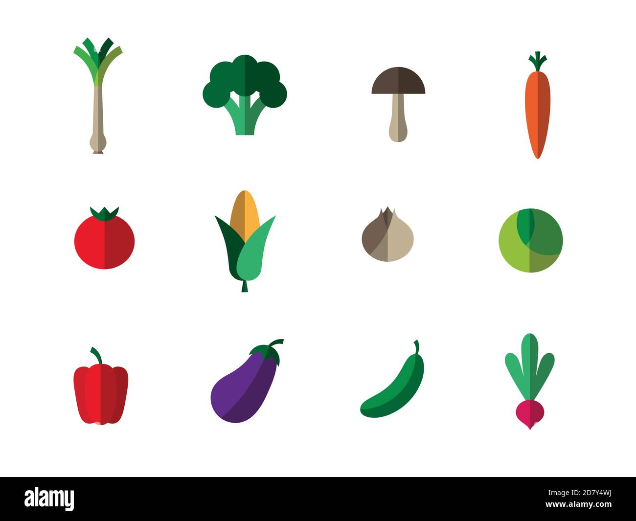 Icone vegetali - stile piatto. Illustrazione Vettoriale