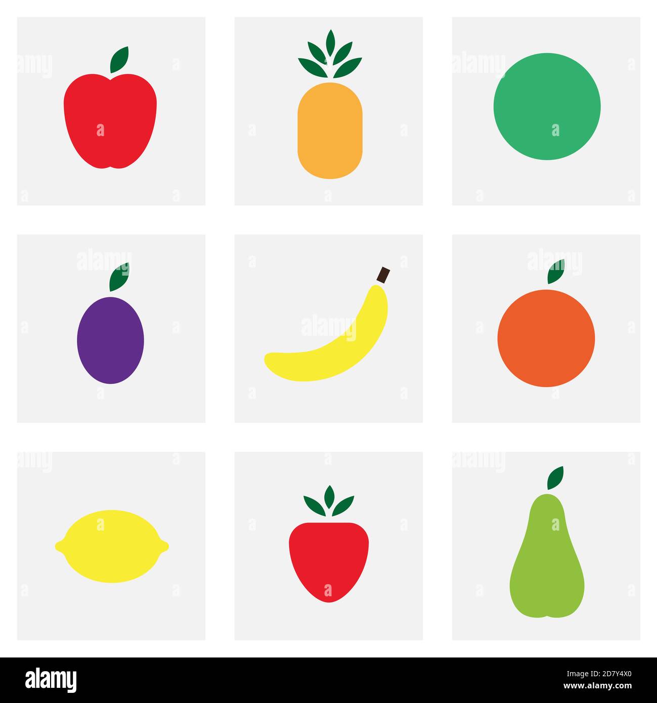 semplici icone di frutta Illustrazione Vettoriale