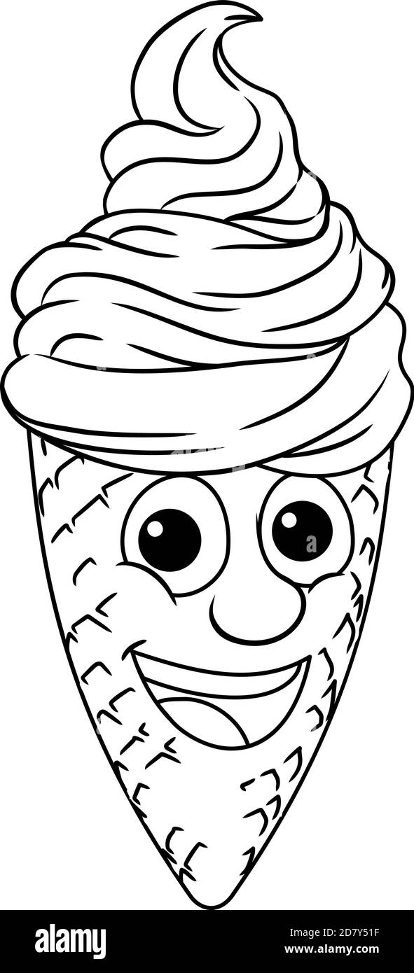 Cono gelato personaggio dei fumetti mascotte Illustrazione Vettoriale