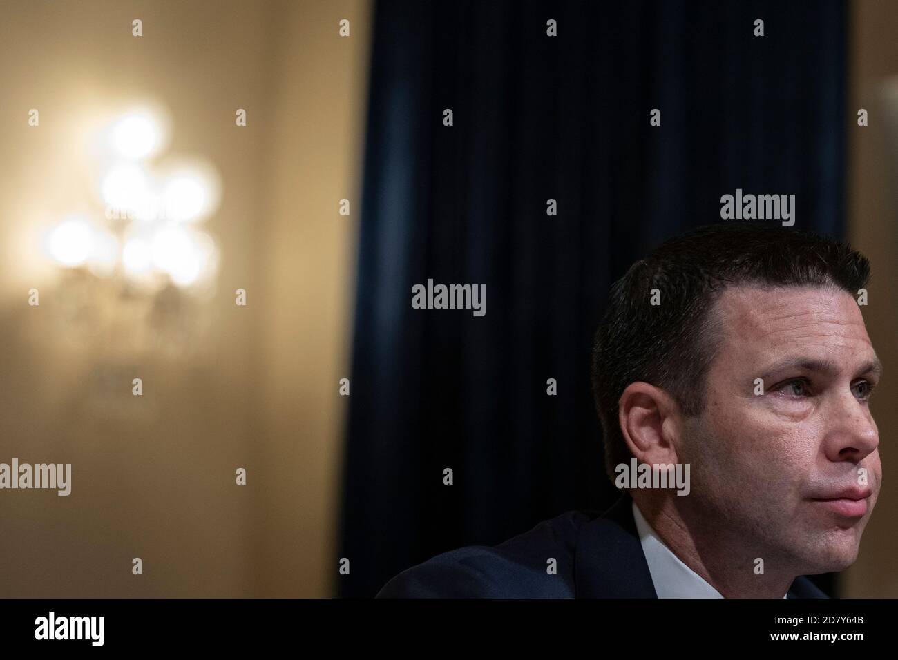 Il Segretario del Dipartimento di sicurezza interna Kevin McAleenan testimonia dinanzi al Comitato dei rappresentanti della Camera per la sicurezza interna durante un'audizione di supervisione del bilancio mercoledì 22 maggio 2019 su Capitol Hill a Washington, D.C. McAleenan ha risposto alle domande dei Democratici della commissione sulla morte di 5 bambini migranti sul confine sud degli Stati Uniti. I repubblicani del Comitato hanno chiesto a McAleenan la necessità di un muro di confine e di maggiori finanziamenti per la sicurezza delle frontiere richiesti dall’amministrazione Trump. Credit: Alex Edelman/The Photo Access Foto Stock