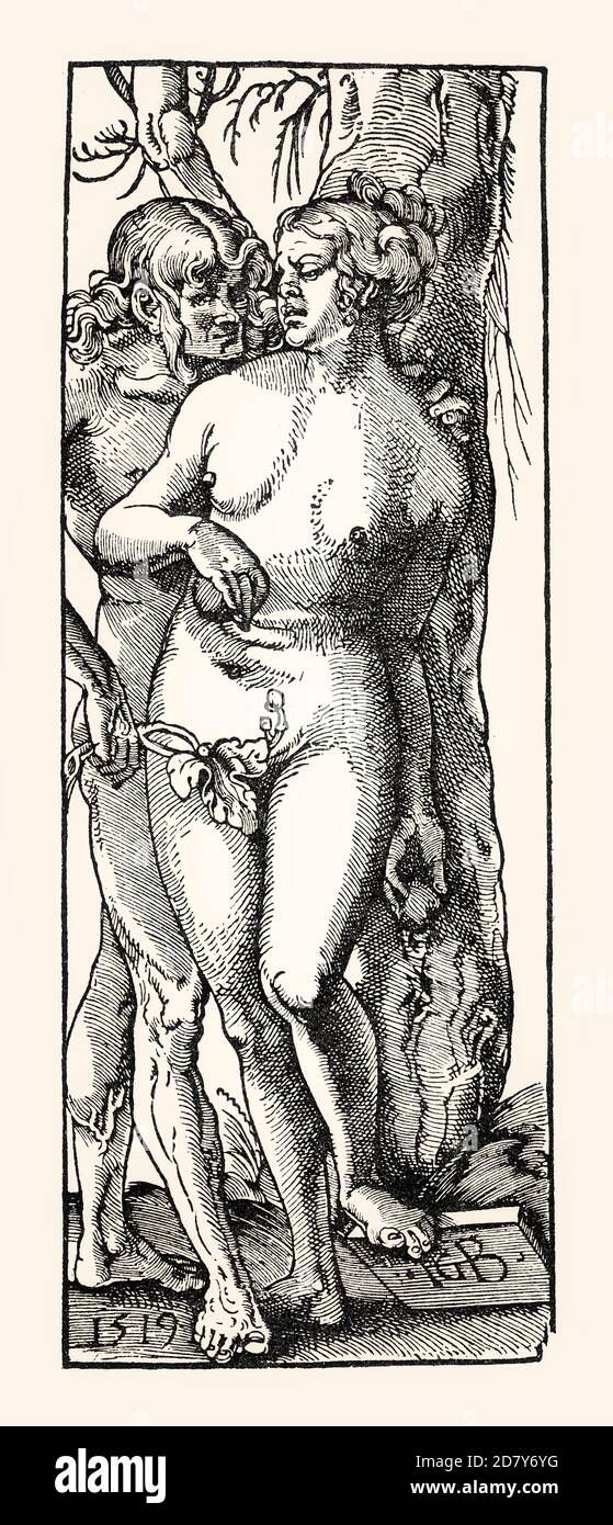 Adamo ed Eva, di Hans Baldung Grien, facsimile del 19 ° secolo Foto Stock