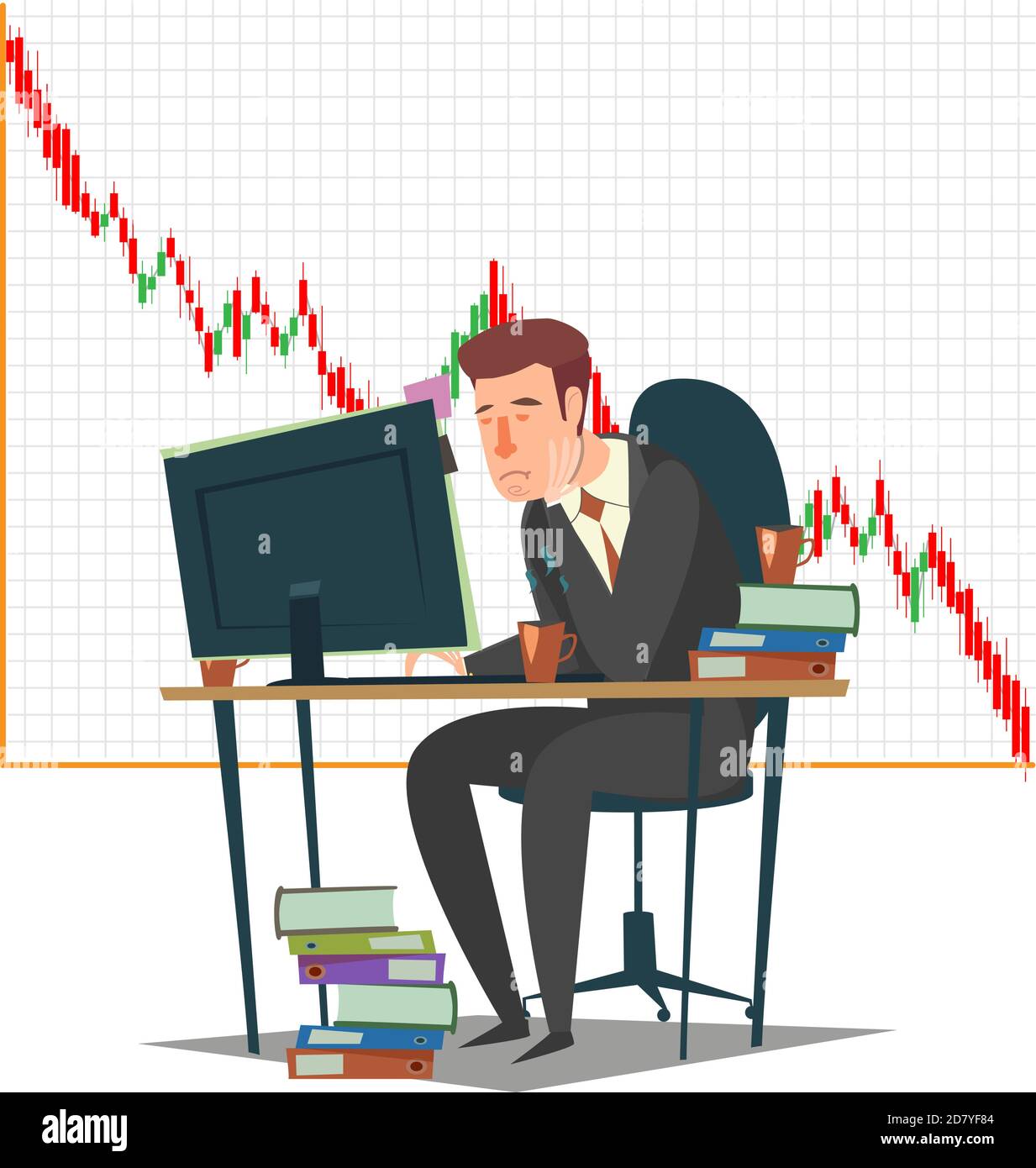 Illustrazione del vettore di concetto di mercato azionario, investimento e trading Illustrazione Vettoriale