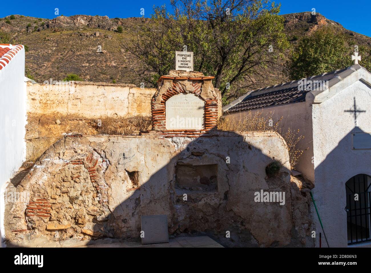 Cimitero in una piccola città spagnola. Oria, Provincia di Almeria, Andalucía, Spagna Foto Stock