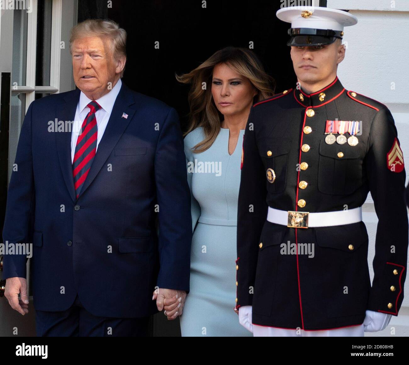 Il presidente degli Stati Uniti Donald Trump e la First Lady Melania Trump arrivano prima della visita di stato del primo ministro australiano Scott Morrison e di sua moglie Jenny come condotta di una visita ufficiale di stato alla Casa Bianca il 9 settembre 2019 a Washington, D.C. Credit: Alex Edelman/The Photo Access Foto Stock