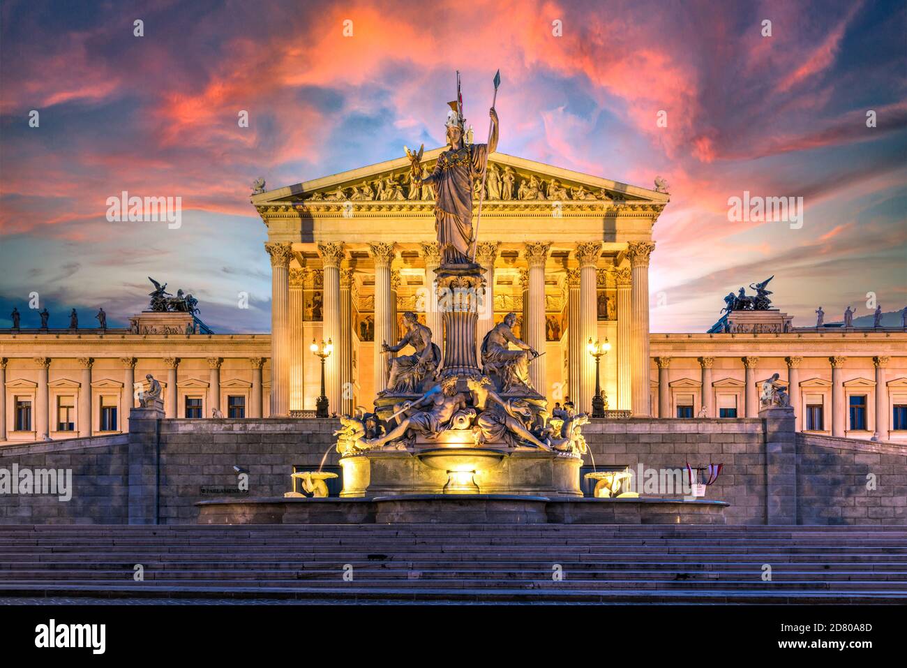 Parlamento austriaco edificio, Vienna, Austria Foto Stock
